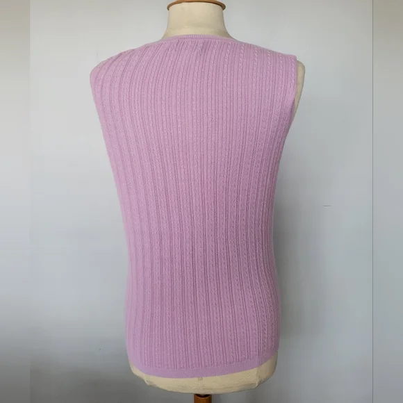 Foxcroft Set of Two Pink & Purple Cable Knit Sleeveless Sweater Vests SZ M - Picture 6 of 14